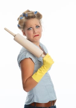 Housewife with rolling pin