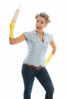 Housewife with rolling pin