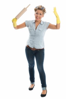 Housewife with rolling pin