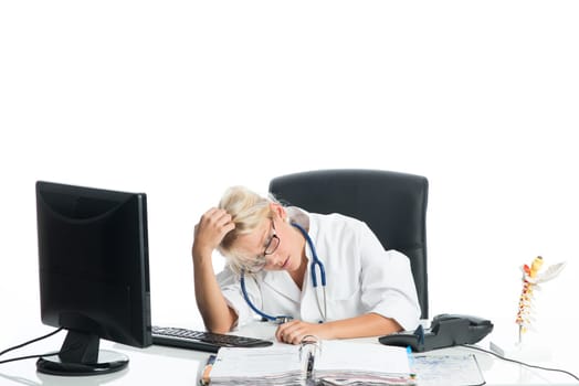 Tired at the desk