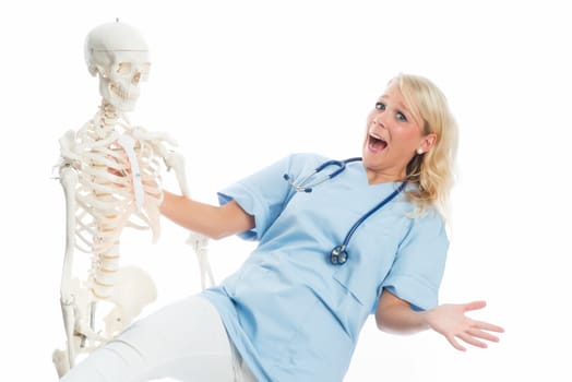 Nurse with skeleton