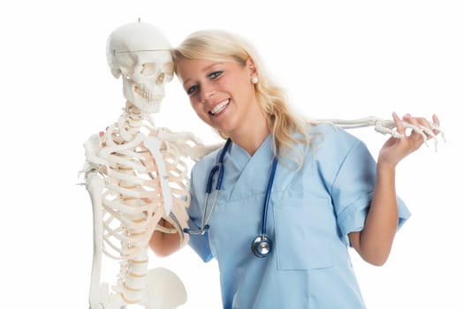 Nurse with skeleton