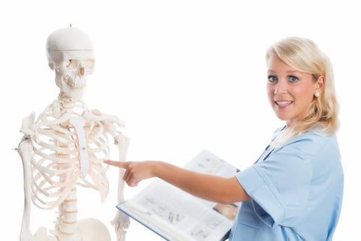 Nurse with skeleton