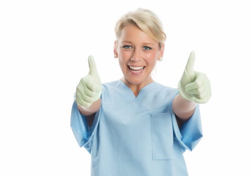 Nurse with latex gloves