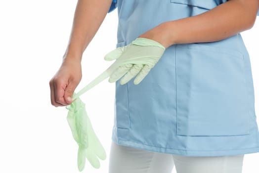 Nurse with latex gloves