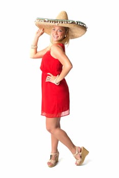 Blonde woman with sombrero