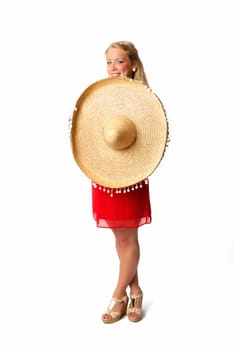 Blonde woman with sombrero
