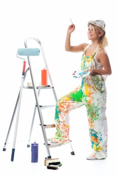 Female painter with color palette