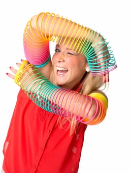 Blonde woman with lusty bangles