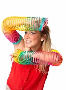 Blonde woman with lusty bangles