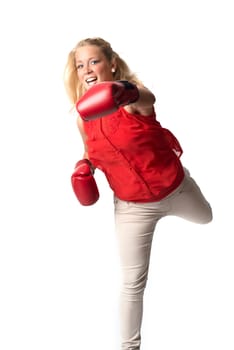 Girl with boxing gloves
