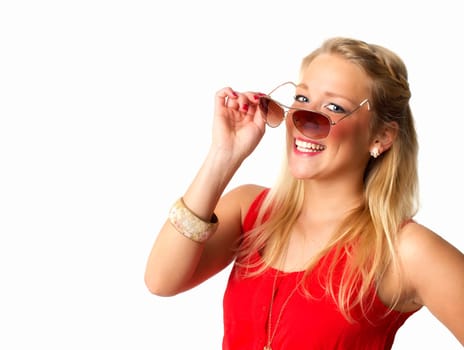 Blonde woman with sunglasses