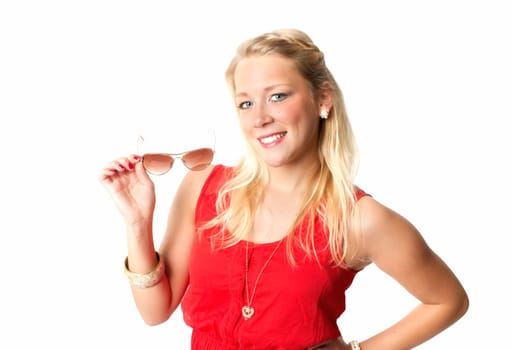 Blonde woman with sunglasses