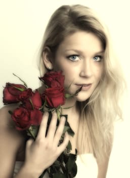 Dream woman with roses