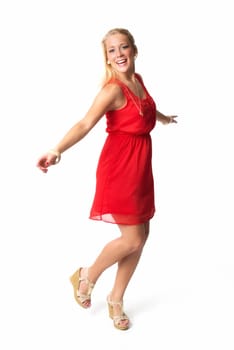 Blonde woman dances