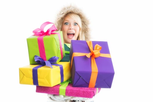 Santa Woman with Gifts
