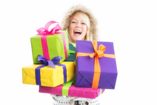 Santa Woman with Gifts