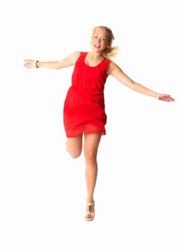 Blonde woman dances
