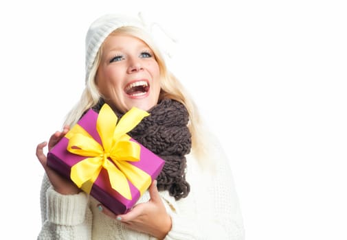 Blonde woman with gift