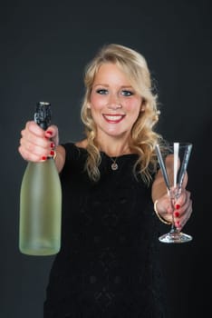 Elegant woman with sparkling wine