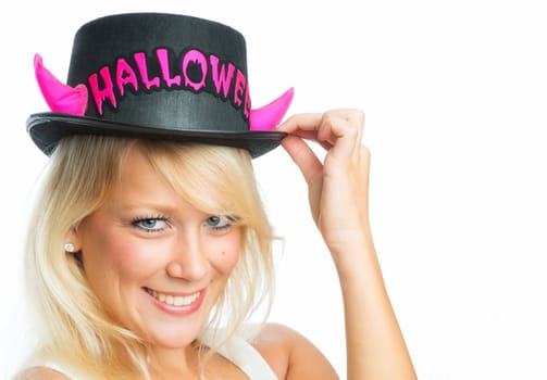 Woman with Halloween hat