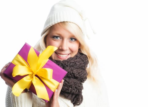 Blonde woman with gift