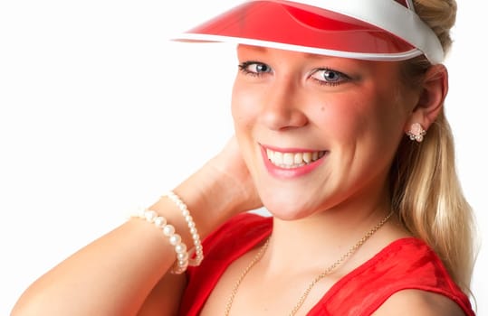 Blonde woman with sunscreen