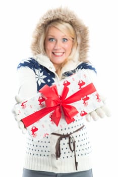 Blonde woman with gift
