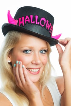 Woman with Halloween hat