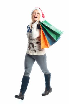 Christmas woman in a buying frenzy