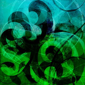 abstract painting in mixed-media style