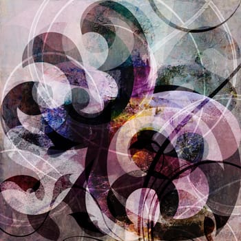 abstract painting in mixed-media style