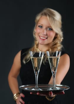 Elegant woman with sparkling wine