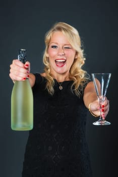 Elegant woman with sparkling wine