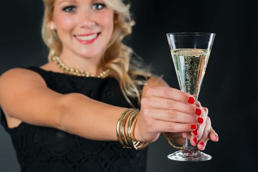 Elegant woman with sparkling wine