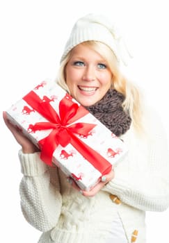 Blonde woman with gift