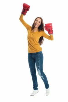 Woman with boxing gloves