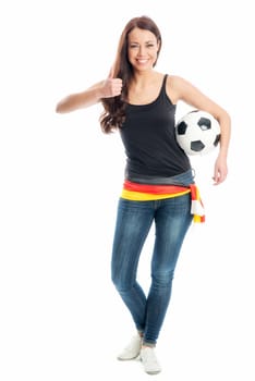 Football fan shows thumbs up