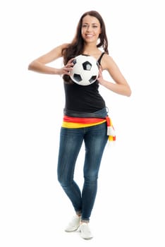 Female football fan with brunette hair
