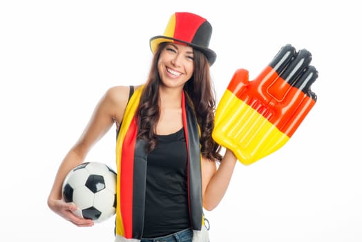 Female football fan with brunette hair