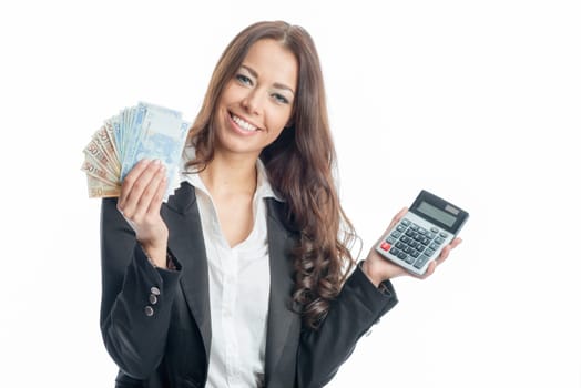 Businesswoman with calculator