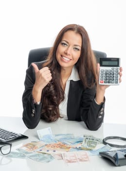 Businesswoman with calculator