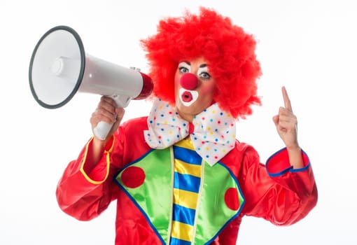 Clown with megaphone