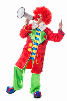 Clown with megaphone