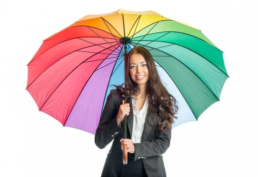 Businesswoman with umbrella