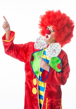 Clown points the finger