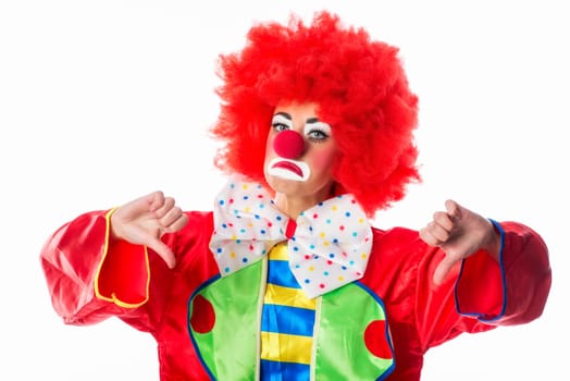 Clown points thumbs down