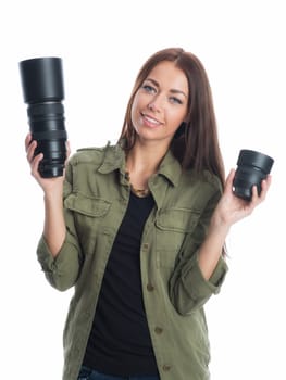 Young woman with obketiven