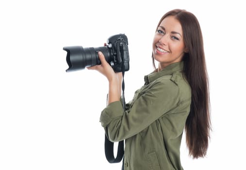 Young woman with camera