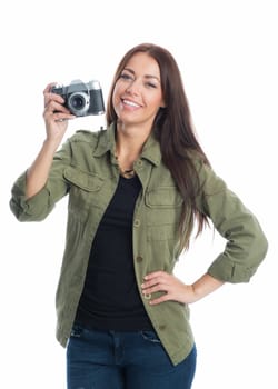 Young woman with camera